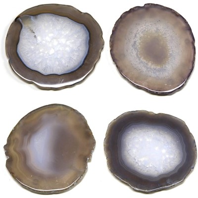 FOLKOR LIFE Natural Agate Coasters for Drinks Geode Stone Coasters Agate Slices Set of 4 Gemstone Drinkware Bar Glass Coasters for Coffee Table 3.5-4" Agate Decor for Home Housewarming Gift Birthday - B3ZQH3S6X