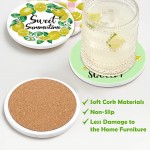 Lemon Ceramic Coasters Drink Coasters with Holder Fresh Lemonade Round Cup Absorbent Coaster for Tabletop Protection Set of 6 4 inch - B3GHNOFWF