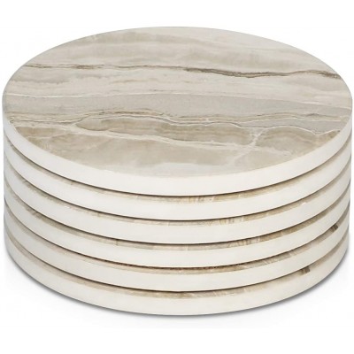 LIFVER Coasters for Drinks Absorbent Drink Coasters Set 6 Pcs Absorbent Coasters Set with Cork Base for Coffee Table Home Decor Housewarming Gift for Women Marble Style - BBAR758VH