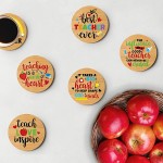 Teacher Appreciation Gift Teacher Coasters 6Pcs Bamboo Wood Coasters for Teacher Coffee Mug with Inspired Quotes Cup Mat Gifts for Teacher Thanksgiving Week Back to School Gifts Ideas - BO12E4DYQ