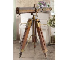 12" Brass Telescope with Adjustable Wooden Tripod Stand Antique Finish Handmade Vintage Nautical Home Décor - BZXSPBBJ6