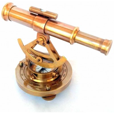 Brass Theodolite Vintage Alidade Brass Telescope with Base Nautical Compass Theodolite Table Top Desk Home Decorative Item Great Collectible by Vintage King. - BI427CDI2
