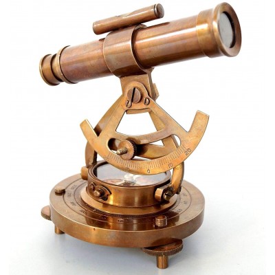 Maritime Brass Telescope Compass Functional Telescope & Level Meter | Home Decorative Metal Decor - B29DRSG7L