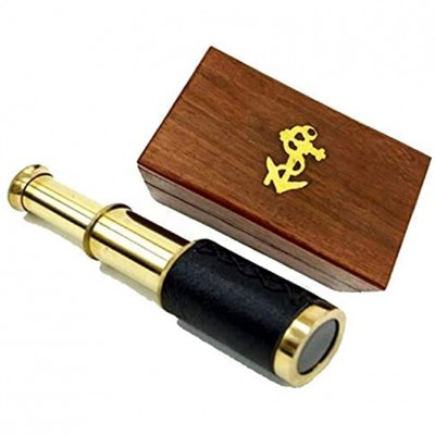 Telescope with Wooden Box Pirate Navigation with Anchor Wooden Box Size 6 inche by Faiza International - BHS1CV8SJ