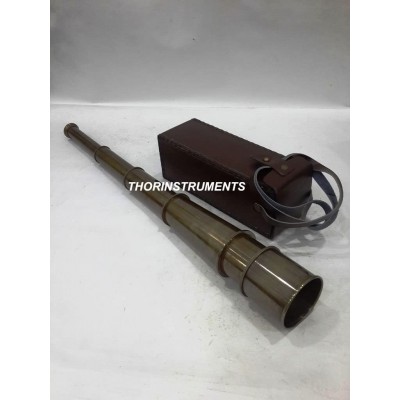 THORINSTRUMENTS with device Nautical Antique Brass Spyglass Telescope W Red Leather Case - B23IIDA9S