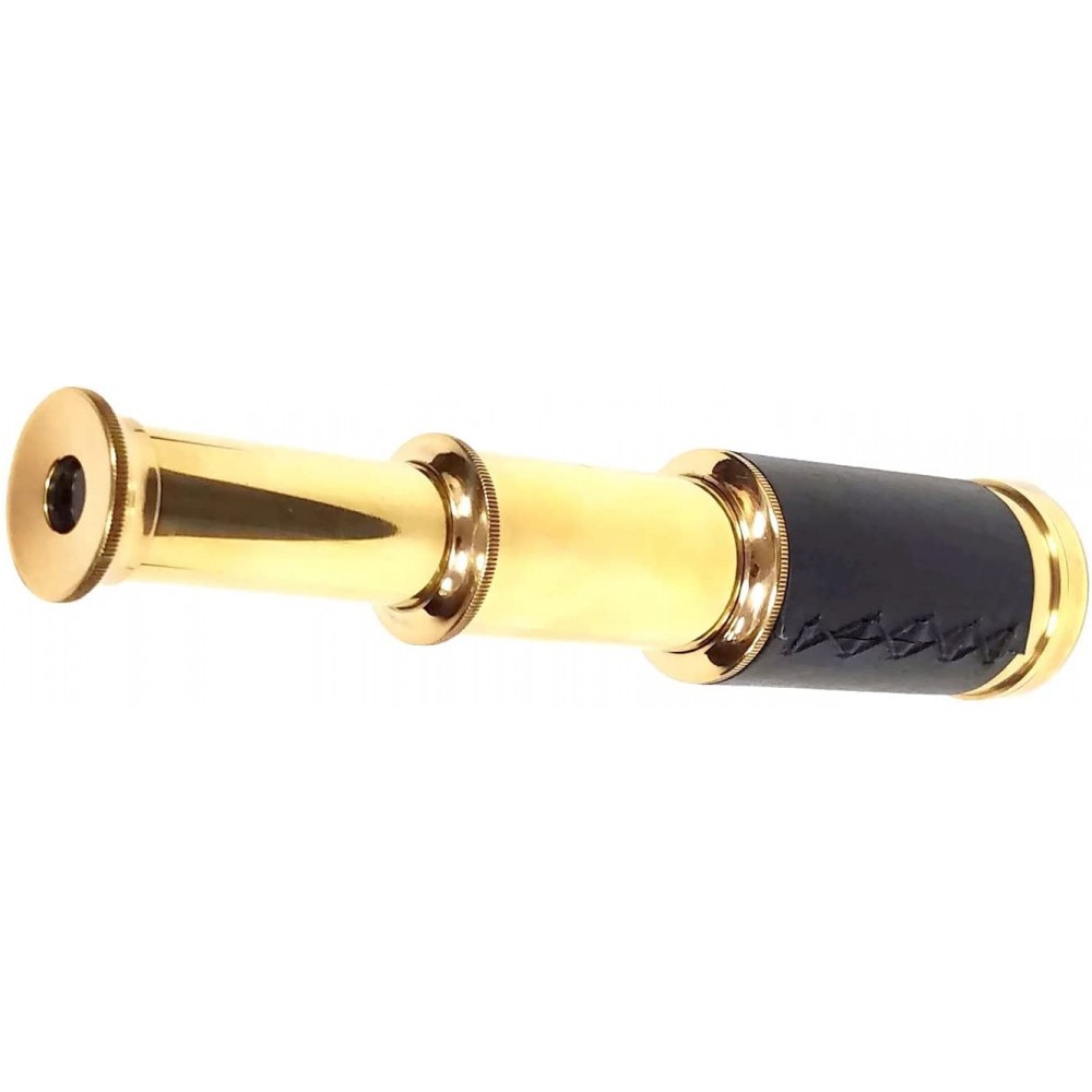 Vimal Nautical Black & Golden Size 6 Inch Approx. Antique Brass Telescope with Round Leather Watching Gifting Item - BSRDCKHS4