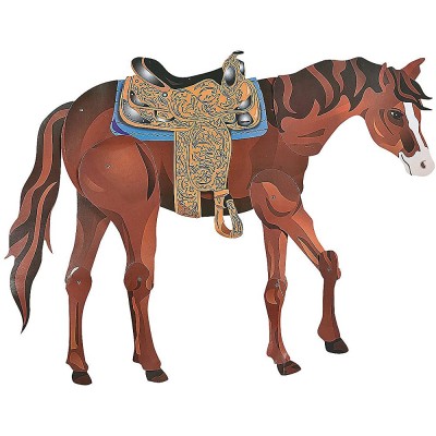 Large Brown Horse Jointed Cutout Cowboy and Cowgirl Western Party Decor - BKKQ8YAY1