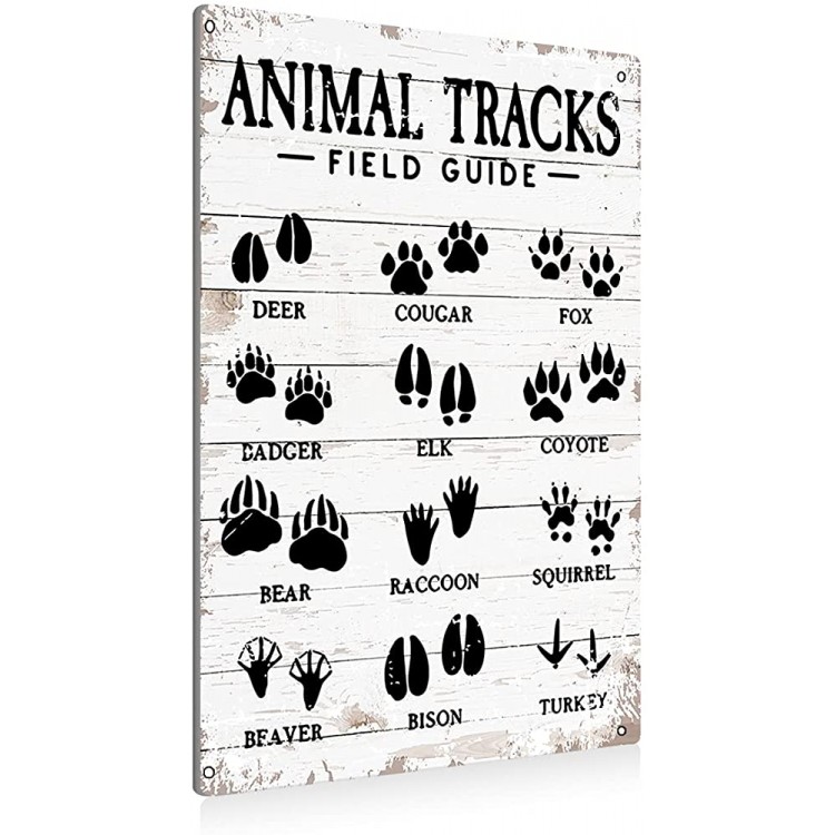 BEASTZHENG Animal Tracks Field Guide Sign Metal Tin Sign Wall Art Decor Farmhouse Home Rustic Decor Gifts 8x12 Inch - BSSV7F6MV