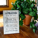 Dad Father Prayer Wood Plaque with Inspiring Quotes 6x9 Classy Vertical Frame Wall & Tabletop Decoration | Easel & Hanging Hook | Dear God I Gratefully Thank You for Giving me My dad - B89K1VR44