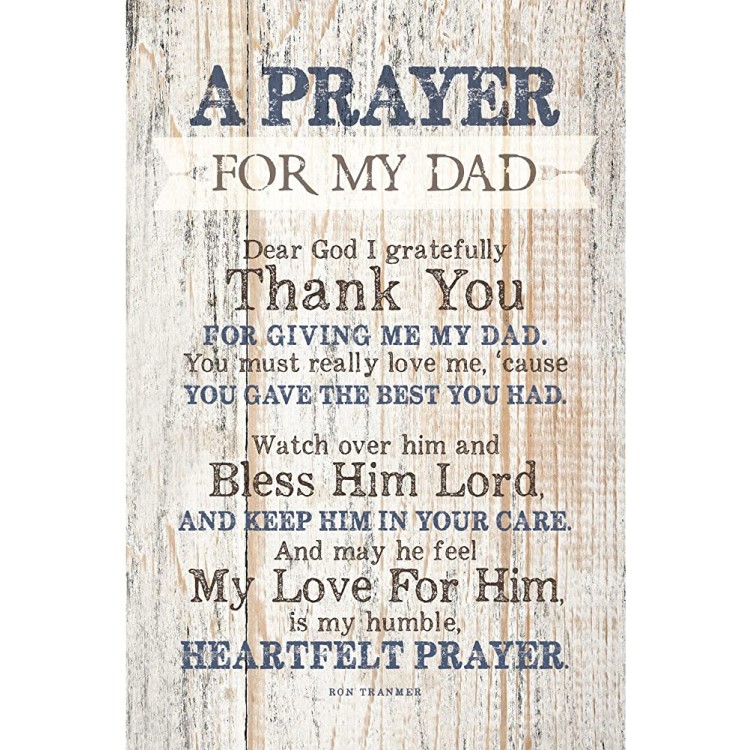 Dad Father Prayer Wood Plaque with Inspiring Quotes 6x9 Classy Vertical Frame Wall & Tabletop Decoration | Easel & Hanging Hook | Dear God I Gratefully Thank You for Giving me My dad - B89K1VR44