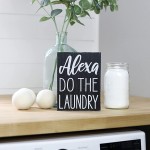 Elegant Signs Alexa Do The Laundry Box Sign Laundry Room Decor 6x8 Funny Wooden Farmhouse Decoration for Home - BLRABK4VT