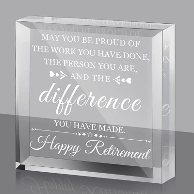 Happy Retirement Gifts for Men Women May You Be Proud of The Work You Have Done Keepsake and Paperweight Retirement Plaque Inspirational Gifts for Retired Teacher Police Firefighter Nurse Coworker - B5H4UQUAX