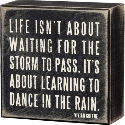 Primitives by Kathy 16336 Classic Box Sign 4 x 4-Inches Dance In The Rain - BQAUCEVCB