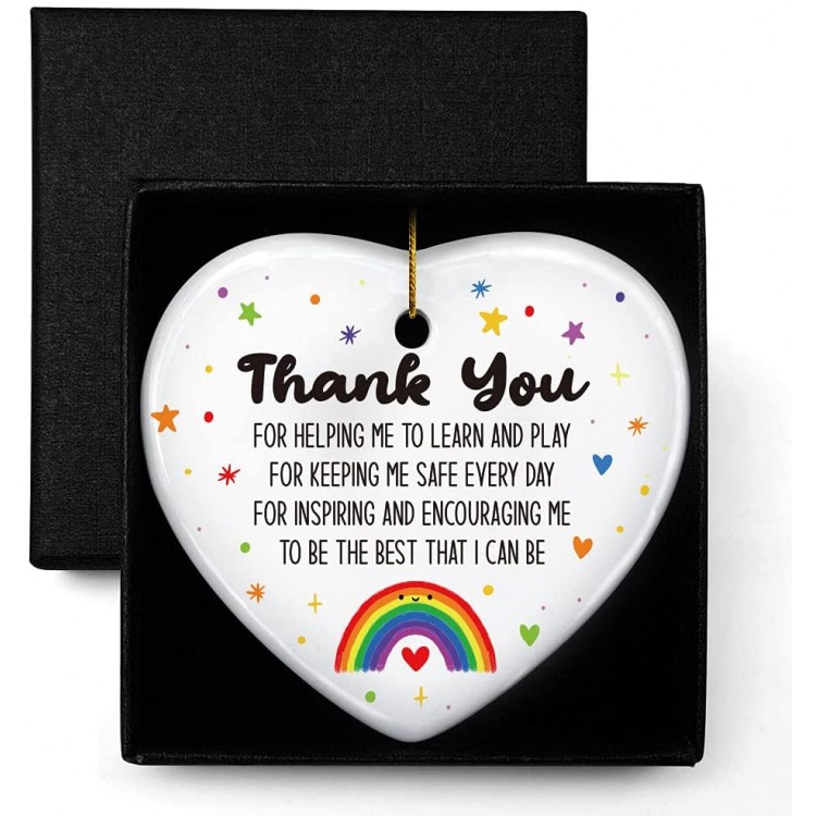 Teacher Appreciation Gifts Thank You Encouraging Me to Be The Best Ornament Keepsake Sign Heart Plaque Gift for Teacher Best Teacher Gift Birthday Christmas Teacher Gifts for Women from Student - BM3QYIP5Z
