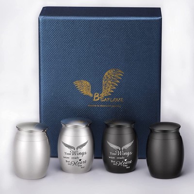 4 Pack Beautiful Keepsake Urn for Ashes-1.6" Tall Small Angel Wings Cremation Urns-Handcrafted Decorative Urns for Funeral-Engraved"Your Wings were Ready But My Heart was Not"Urn for Sharing - BSMSA5NJH