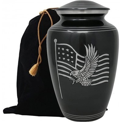 American Honor and Glory Cremation Urn Handcrafted Metal Urn for Human Ashes Adult Cremation Urn with Velvet Bag - BKPQ8ZJN0