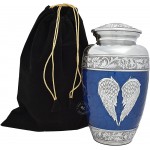 Angel Wings Urns for Ashes Decorative Urns for Human Ashes Adult- Burial urns for cremated remains Funeral Ashes Urn Cremation Urns for human ashes Adult Male & Female with Velvet Bag Blue - B4GA4KM9O