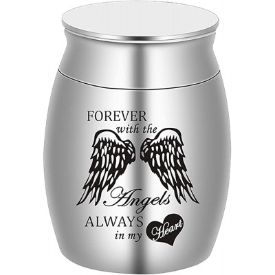 Beautiful Keepsake Urn for Ashes-1.6" Tall Memorial Cremation Urns for Human or Pet Ashes-Handcrafted Decorative Urns for Funeral-Engraved"Forever with the Angel Always in My Heart"Urn for Sharing - BQEIIJ456