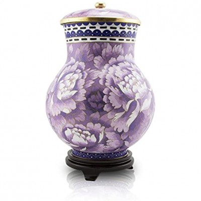 Chrysanthemum Bronze Memorial Urn Extra Large Holds Up to 210 Cubic Inches of Ashes Purple Cremation Urns for Human Ashes Engraving Sold Separately - B3TQ2QH0A