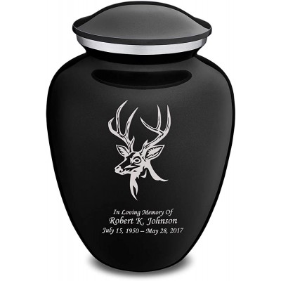 GetUrns Embrace Personalized Deer Adult Cremation Urn with Custom Engraving for Human Ashes for Funeral Burial Niche or Columbarium Cremation – 200 Cubic Inches – Urns for Human Adult Ashes Black - B3NHT2H9N