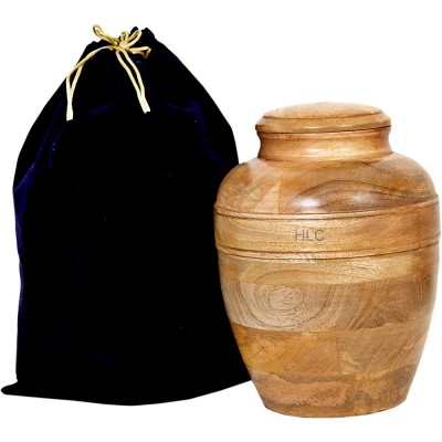 HLC Wooden Handcrafted Cremation Urn for Human Ashes Adult Funeral Urn Handcrafted Affordable Urn for Ashes Adult 200 lbs – 10.5 x 6 “ Elegant Decorative Cremation Urn - BTFU1ZKG3