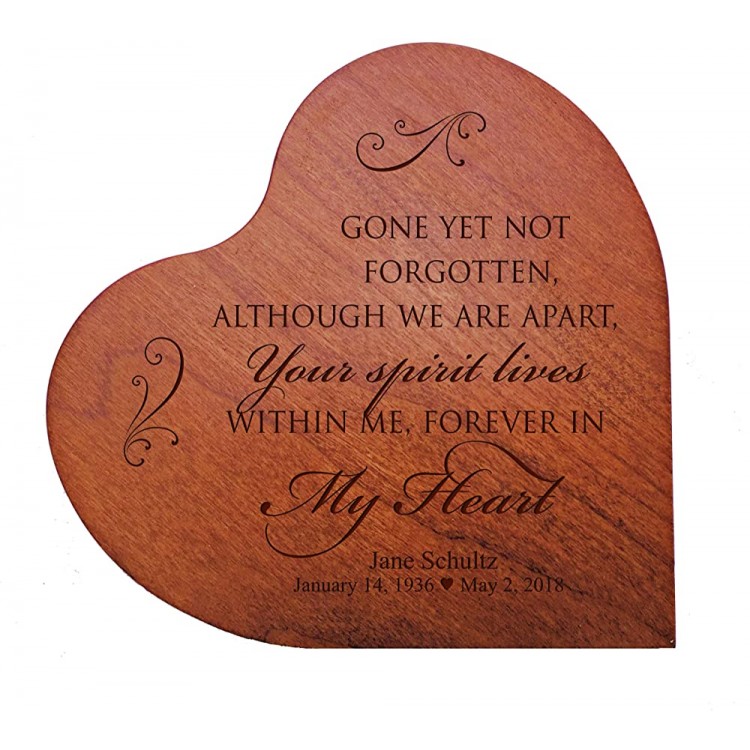 Lifesong Milestones Personalized Heart Urn for Human Ashes Holds 14 cu.in Gone Yet Not Forgotten Although Engraved Wooden Heart Block Cremation Urn in Loving Memory Keepsake - BOW7HXJBH