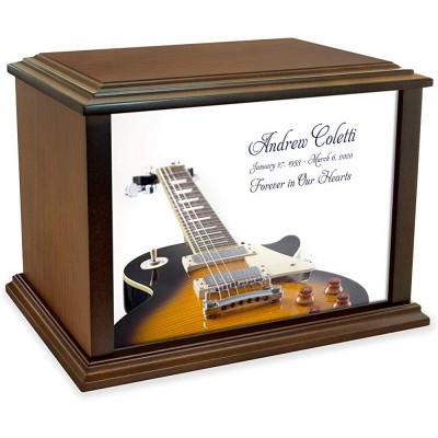 Mainely Urns Personalized LP Electric Guitar Eternal Reflections Wood Cremation Urn for Ashes Customizable Urn Medium Size Urn for a Person up to 100 Pounds - BKEUQT4OJ