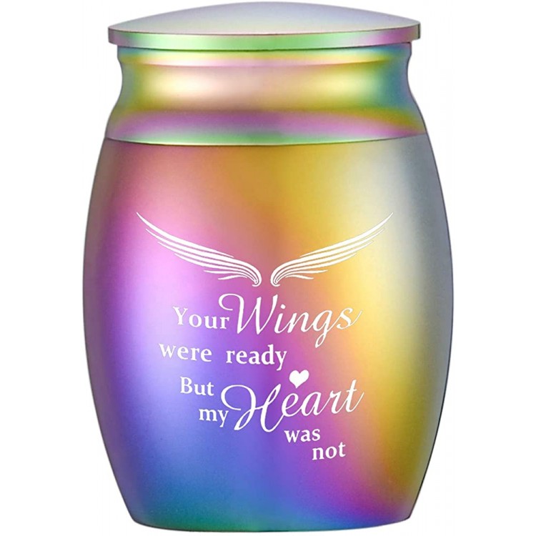 Mini Decorative Cremation Keepsake Urns for Sharing Human Ashes Small Funeral Urns Memorial Ashes Holder Your Wings were Ready But My Heart was not - BLC8Z2171
