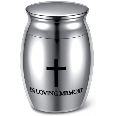 PiercingJ Personalized Engraving Small Keepsake Urns for Ashes Mini Cremation Urns for Ashes Stainless Steel Cross Memorial Ashes Holder Decorative Urns for Human Pet Ashes in Loving Memory - BI7VU19Y2