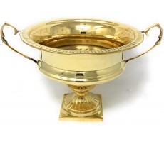 Serene Spaces Living Detailed Brass Trophy Flower Urn Use for Home Decor Event Centerpieces Wedding Parties Floral Arrangements Measures 10" Diameter - B8YD11WD8