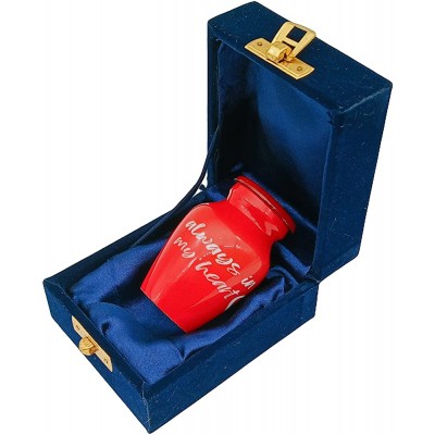 Small Urns Mini urns Small Cremation Urn in Red |Always in My Heart| Urn Funeral Urn for Pet or Human Ashes urn for Memories Funeral Small Urn Decorative urns Mini URNS with Velvet Box - B1SCSYJGW