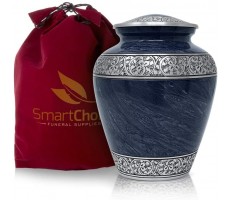 SmartChoice Urns for Human Ashes Adult Memorial Funeral Urn Vase with Secure Lid Royal Blue Handcrafted Cremation Urn - B5D7JVAWA