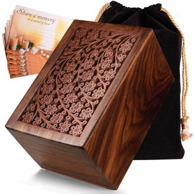 SOULURNS Tree of Life Rosewood Cremation Urn for Human Ashes Adult Male Female Decorative Urns Wooden Casket Urn Funeral Burial Urns ​for Human Ashes Large Wooden Urn for Adults up to 200lbs - BZBGSWNXD