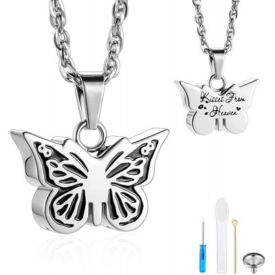 Urn Necklaces for Ashes Butterfly Cremation Jewelry Cremation Necklace Memorial Urn Pendant Ash Holder - BYWMH8R4S