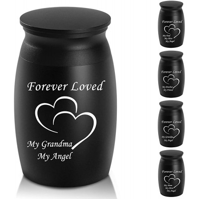Urns for Grandma Ashes 2.8“ High Small Cremation Urns Miniature Personal Decorative Urn Handcrafted Beautiful Peaceful Mini Keepsake Urn Engraved Forever Loved & Double Heart Urn for Sharing - BR2VZUYR7