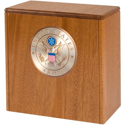 Wood Cremation Urn for Columbarium Niche Made in The USA & Designed for Arlington National Cemetery Urn Niches Army Medallion Mahogany - B87BGKLU0