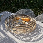 COSIEST Round Galvanized Metal Serving Trays w Hemp Rope Set of 3 Food Collectibles Trays Decorative Knick-Knack Wall Display Trays - BT7KKPO3V