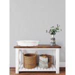 Creative Co-Op Oval Distressed Metal Tray with Handles Decorative Accents Size: 6.25 x 33.75 inches White - BHTVC7DVG