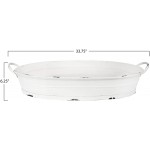 Creative Co-Op Oval Distressed Metal Tray with Handles Decorative Accents Size: 6.25 x 33.75 inches White - BHTVC7DVG