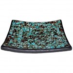 Curious Designs Mosaic Glass Tray Turquoise Trail Theme 7.5 Inches Square Some Color Variation Richer Color - B1HXMF6CK