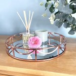 Glass mirror tray with rose gold metal frame ideal glass tray for vanity makeup perfume organizer decorative rose gold tray table centre piece vanity dresser mirrored tray serving tray by Cube Home - BBIXFLVYI