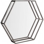 Hexagon Glossy Black Metal and Mirrored Decorative Glass Tray Vanity Mirror Catchall bar Tray Perfect Storage Serving Tray for All Occasions Glossy Black 13.813.82.2 inch - BEA3NRKM9