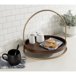 Kate and Laurel Maxfield Wood and Metal Decorative Tray 16x11x14 Walnut Brown Gold - BB69QHG0H