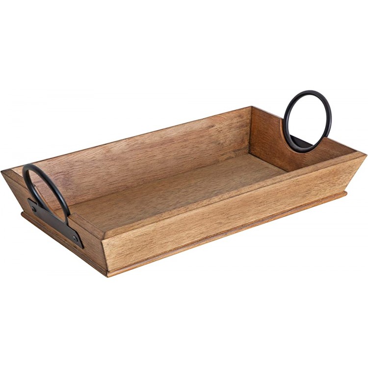Kate and Laurel Stillright Wood and Metal Decorative Tray Rustic Brown Modern Farmhouse Tray for Display and Storage - BZU2E39YL