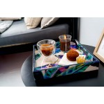 Lacquered Tray Black and White Floral Decorative Tray for Bar Liquor Tray Perfume Organizer for Dresser Moroccan tray for Ottoman Art Deco Decor Square Serving Tray for Living Room or Coffee bar - B48Z7NR1R