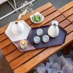 LINE+ARC ModTrays Taro & Fig Metal Stacking Decorative Trays for Coffee Table Nesting Geometric Modern catchall for Vanity Jewelry Ottoman Housewarming - BFHYDQ4UK