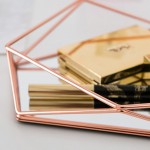 Mirror Tray Decorative Prisma Makeup Cosmetic Organizer Tabletop Jewelry Storage Tray Non-Slip Plated Matel Wire Tray Rose Gold - BJEMZXWDI