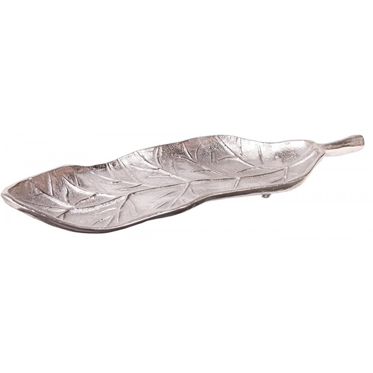 Red Co. Silver Leaf Decorative Aluminum Tray Dish 18 Inches - B1PZSIUN8
