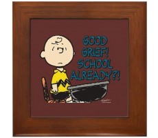 CafePress Charlie Brown Good Grief! School Alr Framed Tile Framed Tile Decorative Tile Wall Hanging - B4YW1Q0ZA