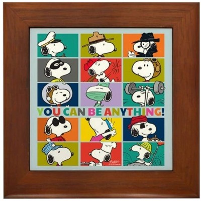 CafePress Snoopy You Can Be Anything Framed Tile Framed Tile Decorative Tile Wall Hanging - BN0YRHIJP